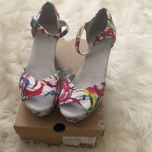 TOMS White Multi Canvas Paint Wedges
